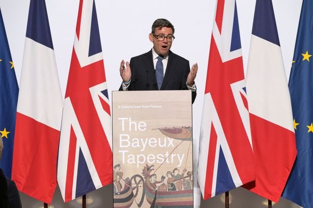 King Charles and Macron tour Bayeux Tapestry with Andy Burnham at British Museum