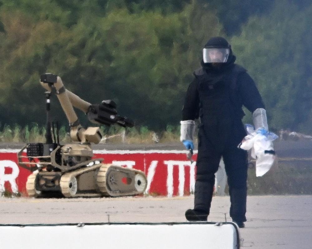 Bomb disposal robot deployed after explosive drone found at Leipzig airport
